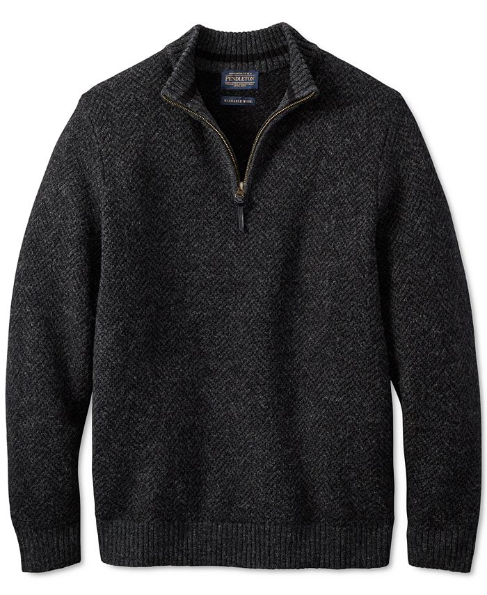Pendleton Men's Herringbone 1/4-Zip Shetland Wool Sweater - Macy's