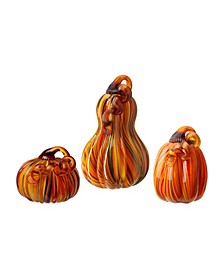 Multi Striped Glass Pumpkin Gourd, Set of 3