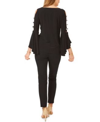 MSK Ladder-Trim Bell-Sleeve Top