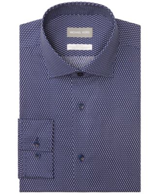 Michael Kors - Men's Slim-Fit Non-Iron Airsoft Performance Stretch Geometric Hash Print Dress Shirt