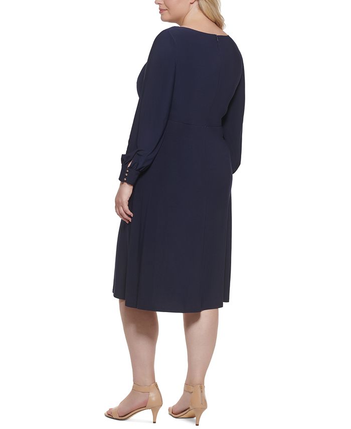 Jessica Howard Plus Size Crossover-Front Dress - Macy's