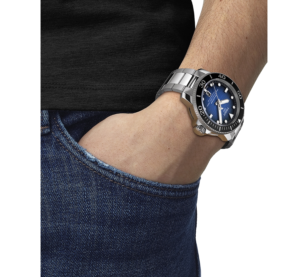 Shop Tissot Men's Swiss Automatic Seastar Stainless Steel Bracelet Watch 46mm In No Color