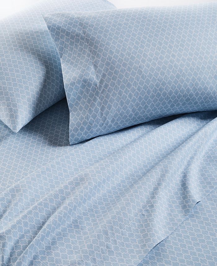 Martha Stewart Collection Printed Microfiber 4Pc. Sheet Set, Full
