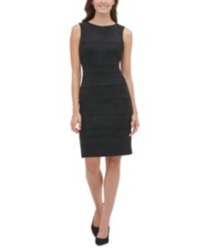 Scuba Faux-Suede Texture-Line Sheath Dress