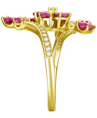 Ruby (1-1/2 ct. t.w.) & Diamond (1/4 ct. t.w.) Flower Statement Ring in 14k Gold
