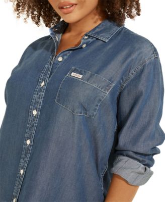 GUESS - Button-Front Denim Top
