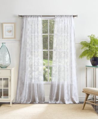 Martha Stewart Collection Aster Acanthus Poletop Curtain Panel Created For Macys In White