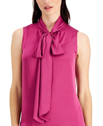 Kasper Women's Sleeveless Bow Blouse - Classic, Elegant Top For Work Or Casual Wear