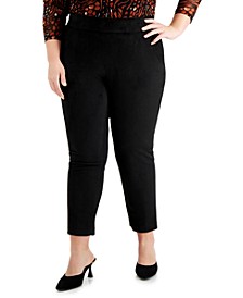 Plus Size Faux Suede Pull-On Pants