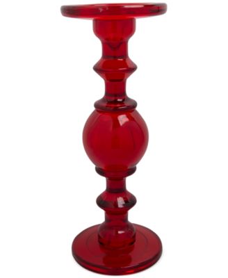 Home Essentials - 11" Red Glass Candle Holder
