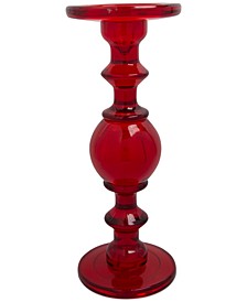 11" Red Glass Candle Holder