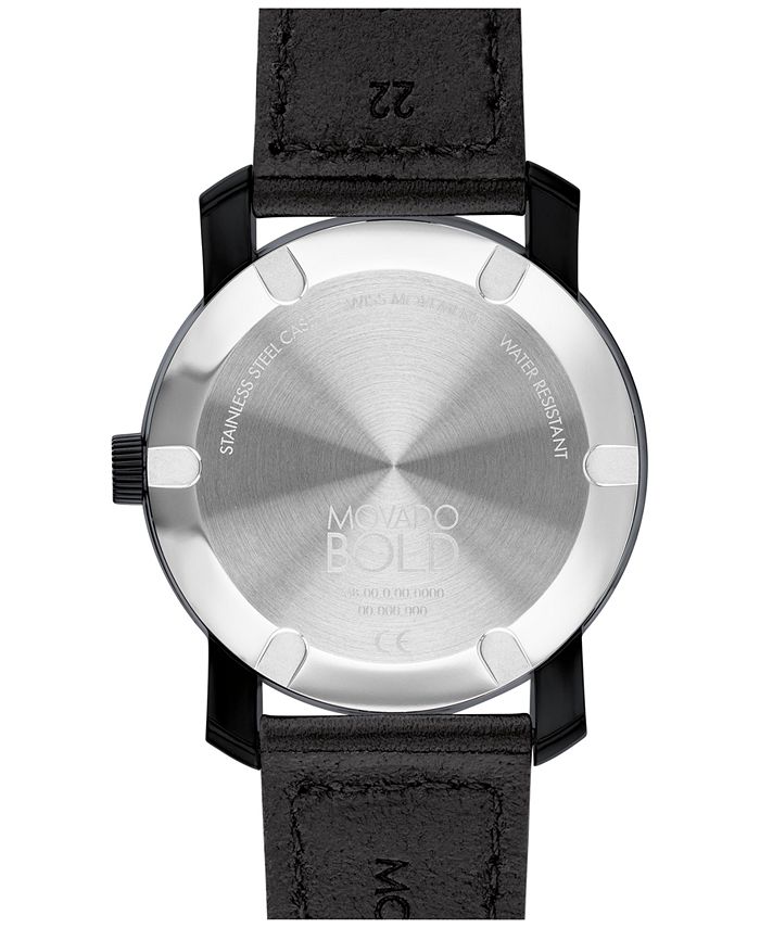 Movado Bold Men's Swiss TR90 Black Leather Strap Watch 42mm Macy's