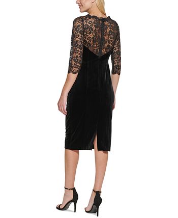 Lace & velvet sheath dress eliza j clearance