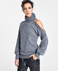 Women's Cold-Shoulder Turtleneck Sweater, Created for Macy's