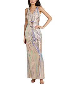 Multicolored Sequin Gown