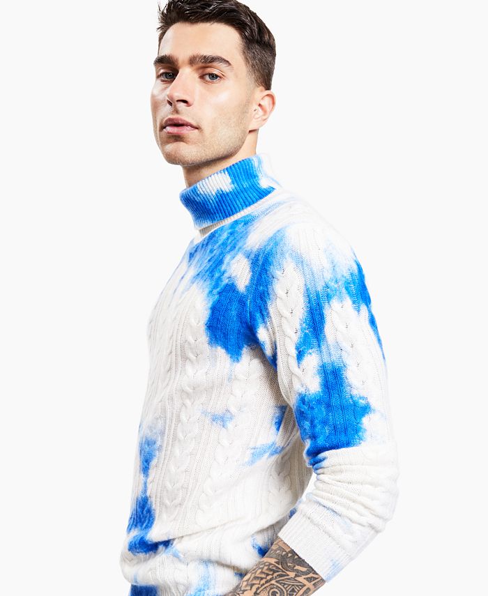INC International Concepts Men's Cashmere TieDye CableKnit Sweater