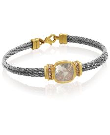 Grey and gold-tone stainless steel and crystal bracelet