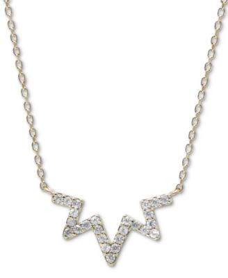 Anzie - White Sapphire Zigzag Statement Necklace (1/3 ct. t.w.) in 14k Gold, 16" + 1" extender