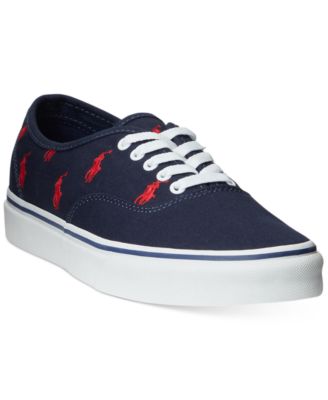 Polo Ralph Lauren Men’s Keaton-Pony Lace sold Up Canvas Sneaker Black Red 9 NEW