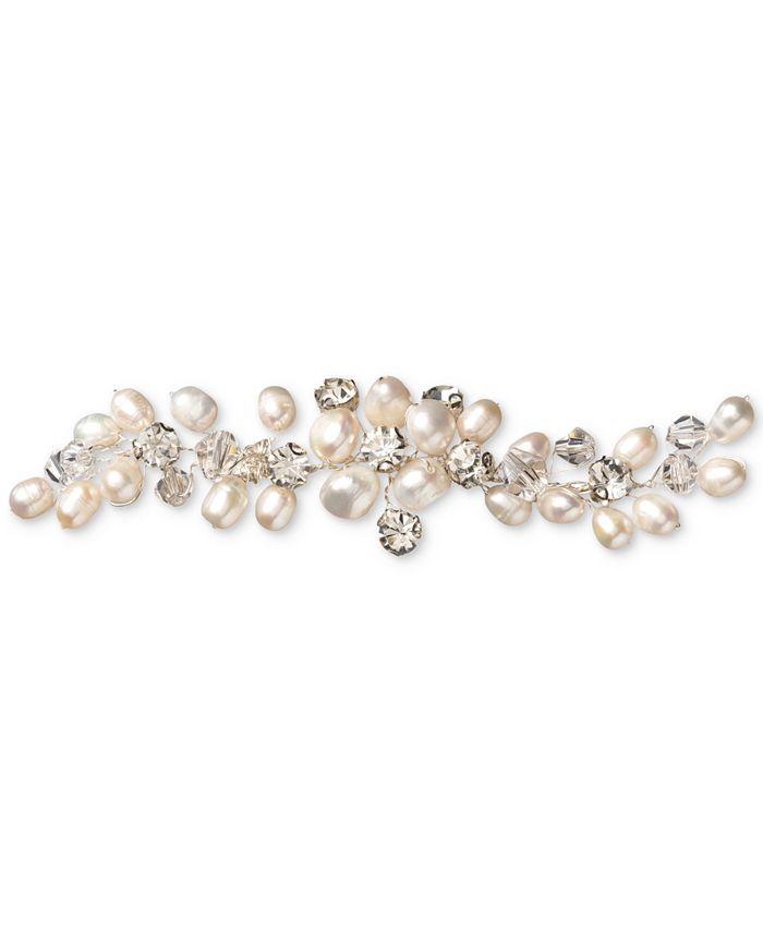 Macy's Cultured Freshwater Baroque Pearl (8-1/2mm) & Crystal (5mm) Vine ...