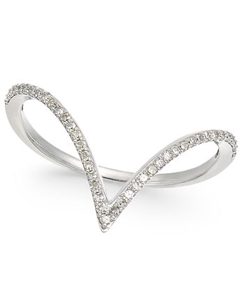 Wrapped - Diamond V-Shaped Ring in 10k White Gold (1/6 ct. t.w.)