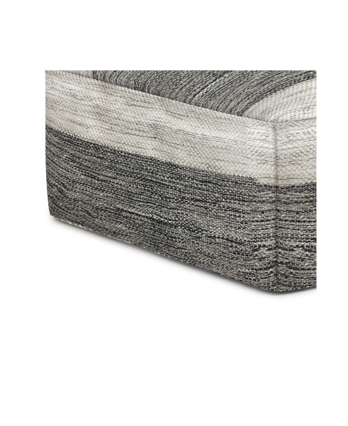 Macy's Mathis Square Woven Outdoor And Indoor Pouf In Gray And White