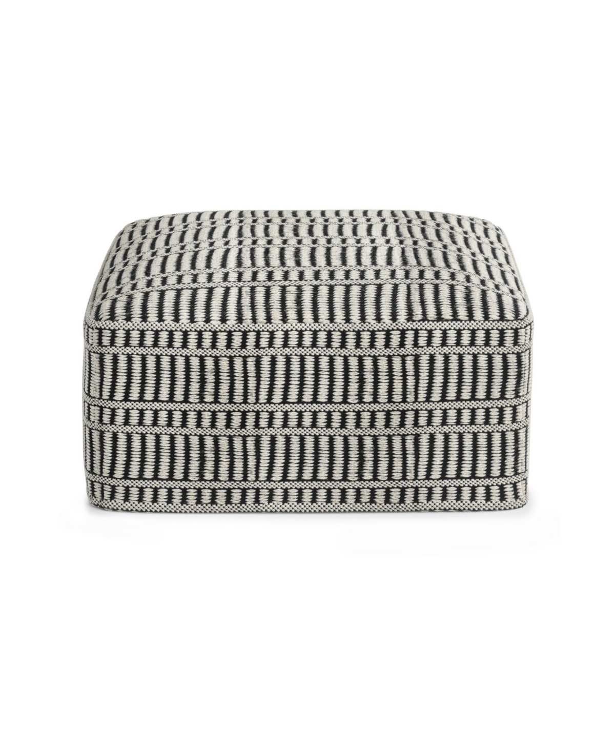 Macy's Safford Square Woven Outdoor And Indoor Pouf In Black And White