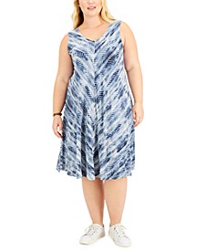 Plus Size Printed Crisscross-Back Dress, Created for Macy's