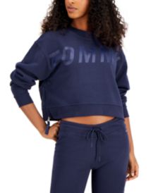 Cotton Side-Zippered Cropped Sweatshirt