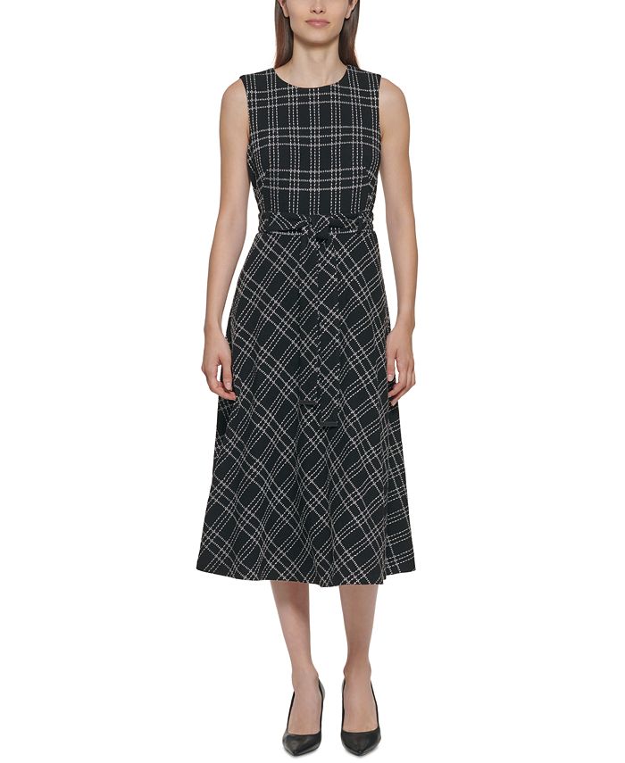 Calvin Klein Belted Plaid Shirt Dress - Macy's