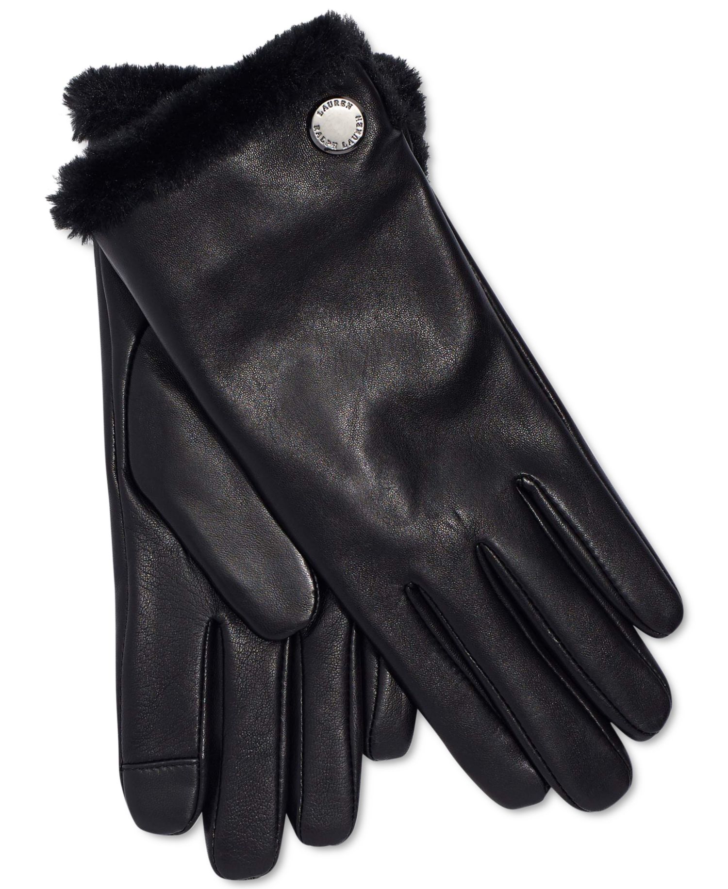 Faux Fur Lined Leather Touch Glove