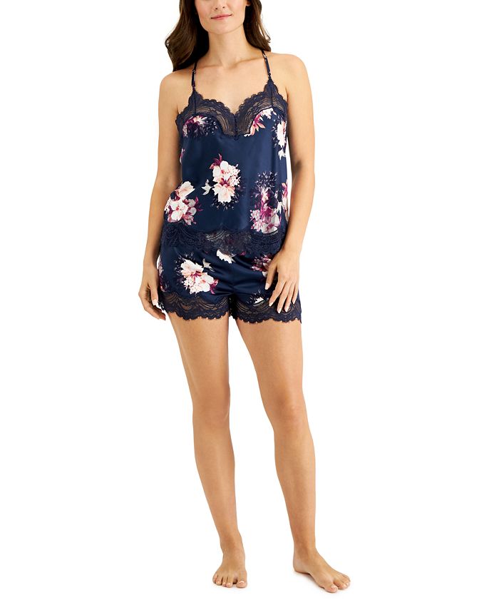 INC International Concepts LaceTrim Satin Cami & Shorts Sleep Set