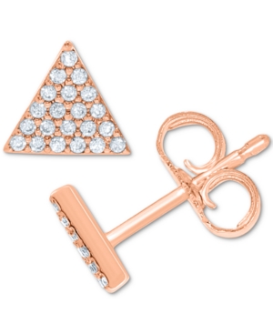 Macy's Diamond Pave Triangle Stud Earrings (1/10 Ct. T.w.) In 10k White, Yellow Or Rose Gold In Rose Gold