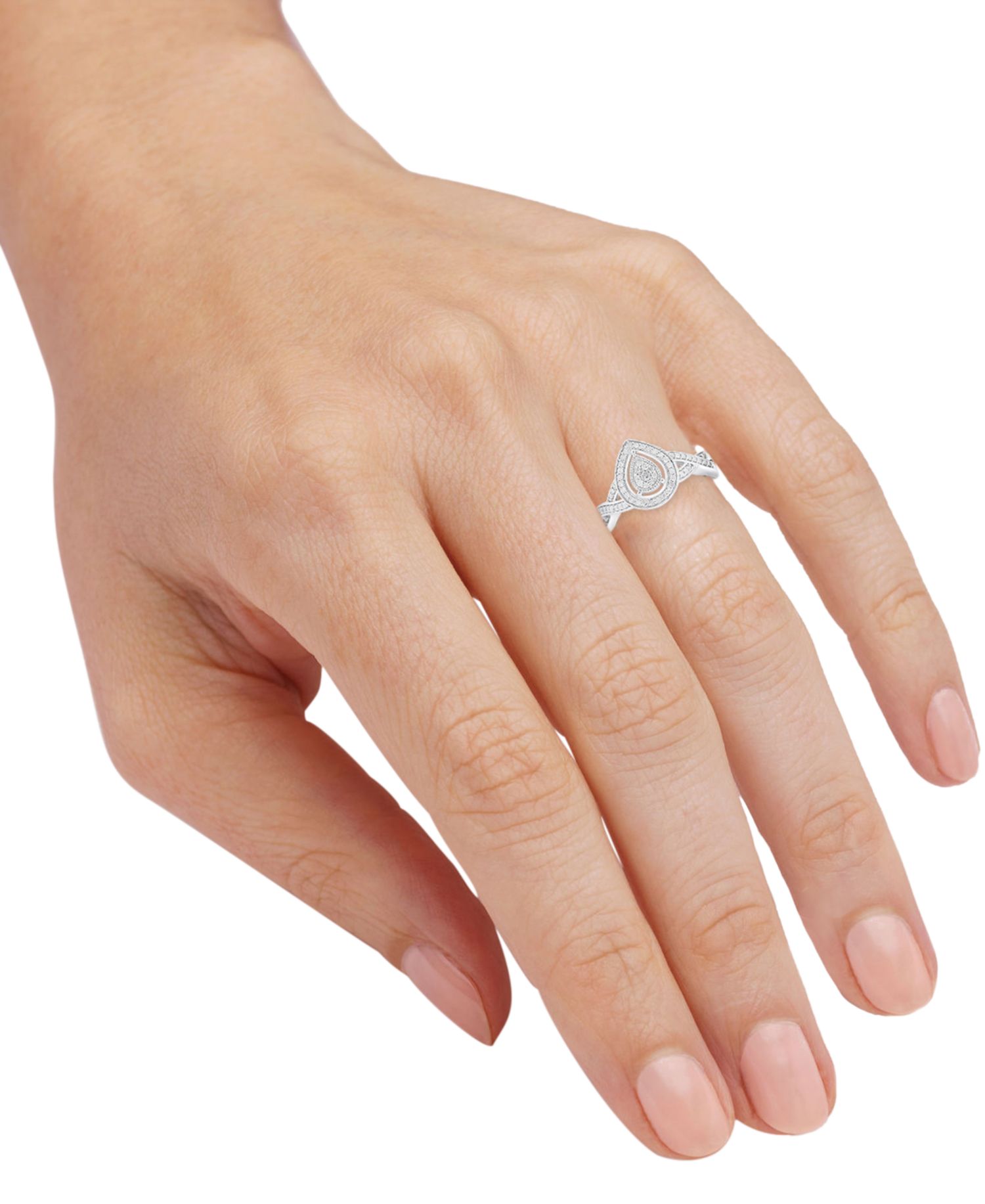 Diamond Teardrop Ring (1/5 ct. t.w.) in Sterling Silver