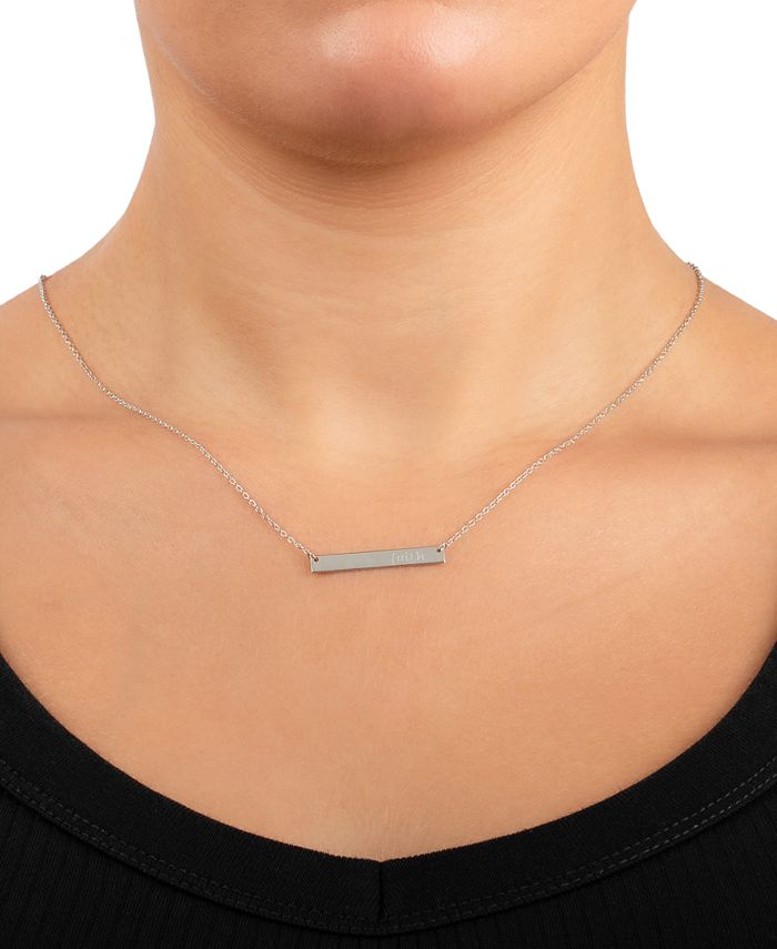 Giani Bernini - Faith Bar Pendant Necklace in Sterling Silver, 16" + 2" extender