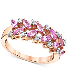 Pink Sapphire (1-1/3 ct. t.w.) & Diamond (1/6 ct. t.w.) Statement Ring in 14k Rose Gold