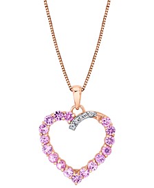 Pink Sapphire (1-5/8 ct. t.w.) & Diamond (1/20 ct. t.w.) Heart 18" Pendant Necklace in 10k Rose Gold