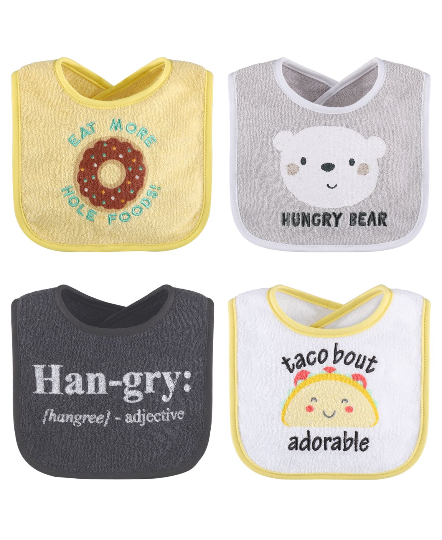 Cotton Baby Bibs for Girls or Boys, 8 Pack, Green, Blue, Yellow