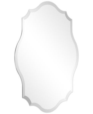 Frameless Beveled Oblong Scalloped Wall Mirror, 40" x 30" x 0.39"