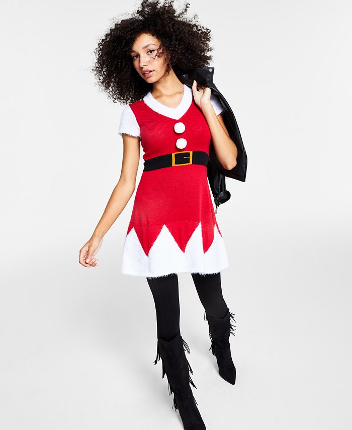 Planet Gold - Juniors' Santa Sweater Dress
