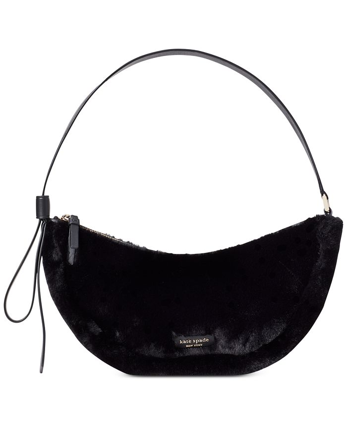 Kate Spade New York Faux Fur Gold-Toned Handle Bag - Black Handle