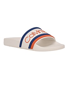 Men's Archie Striped Slide Sandals with Raised Calvin Klein Logo