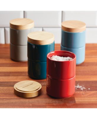 Ceramic Stacking Spice Box Set with Lid, 2-Piece