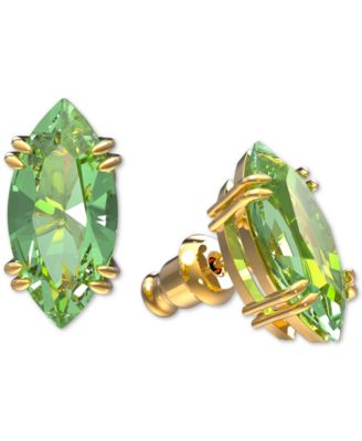 Swarovski - Gold-Tone Green Kite-Cut Crystal Stud Earrings