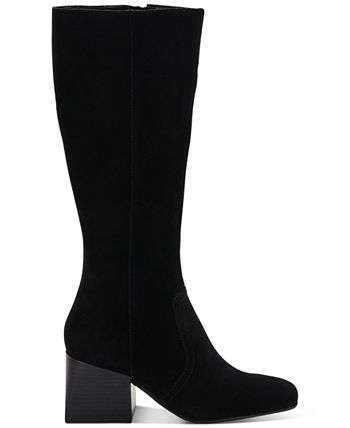 Aqua College Tori Womens Suede Waterproof Knee-High Boots, Black Suede