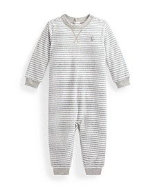 Baby Boys Striped Velour Coverall One Piece