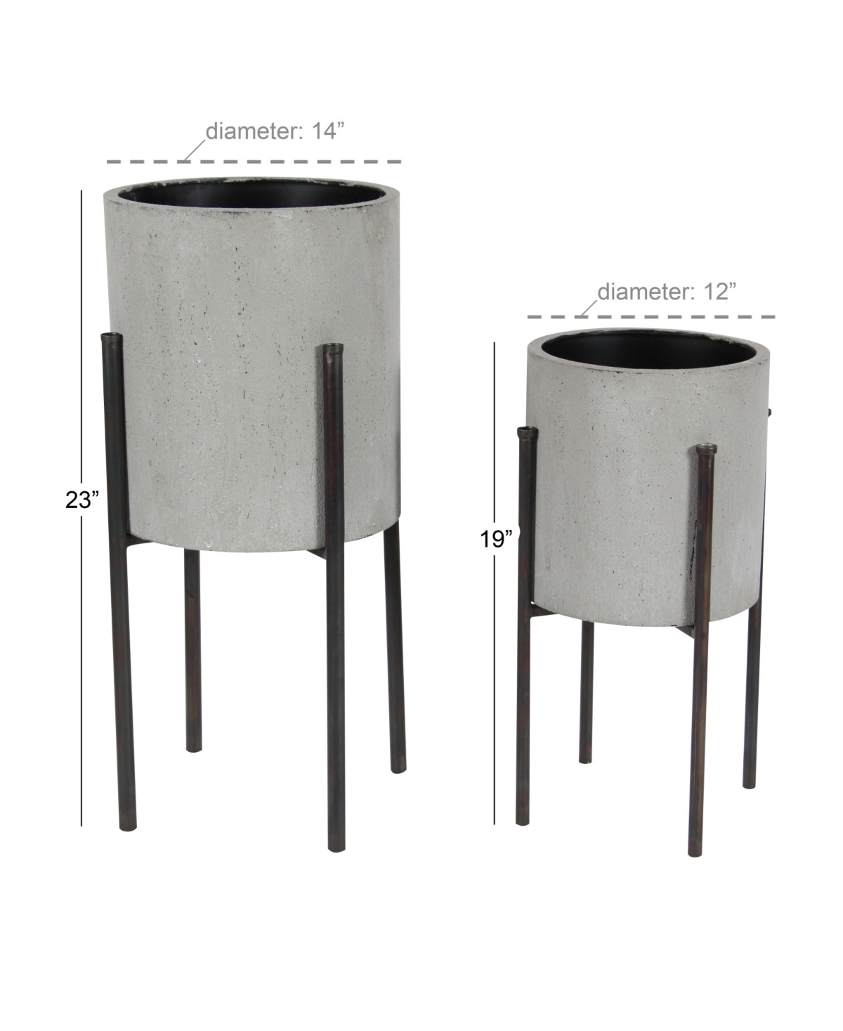Rosemary Lane Metal Modern Planter, Set Of 2 In Gray