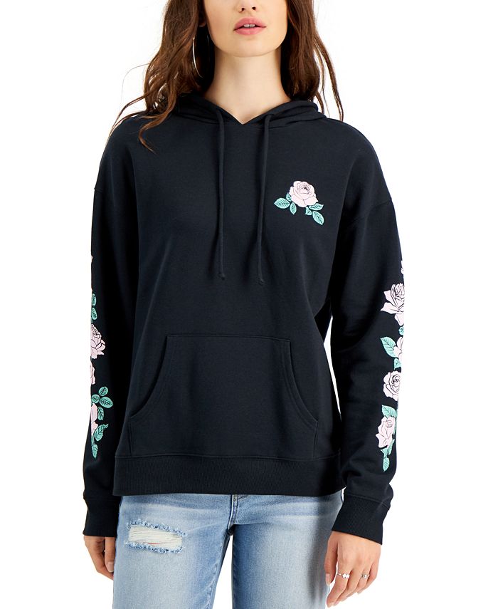 Rebellious One Juniors' Long-Sleeve Hooded Rose Sweatshirt - Macy's