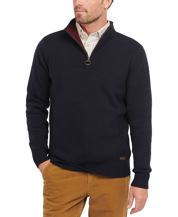 Barbour Men's Nelson Essential Wool Quarter Zip Sweater - Macy's