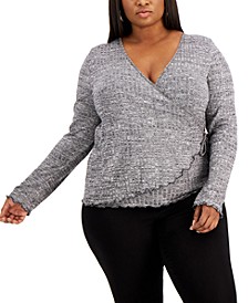 Trendy Plus Size Hacci Wrap Sweater